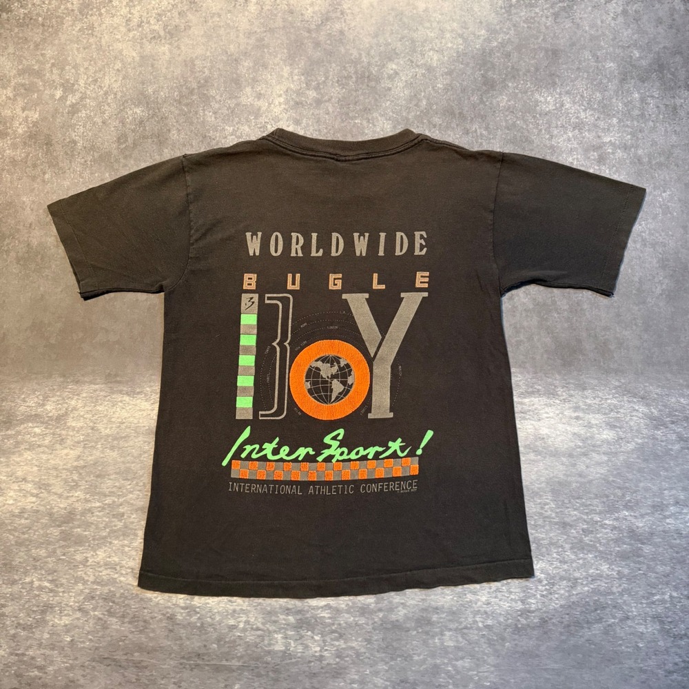 Vintage Bugle Boy Worldwide InterSport Graphic T-Shirt Kids Large Single Stitch